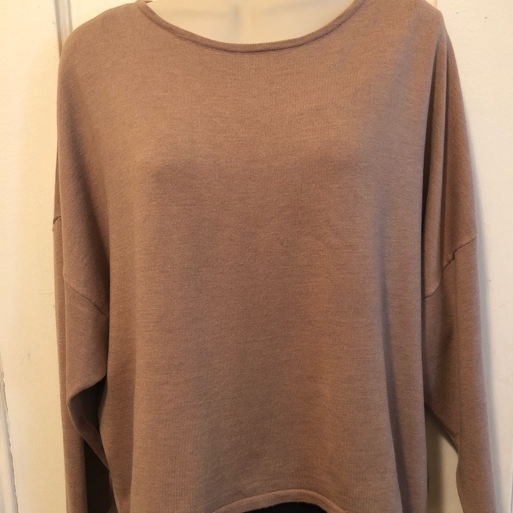 Hi-lo fine gauge dolman sleeve sweater